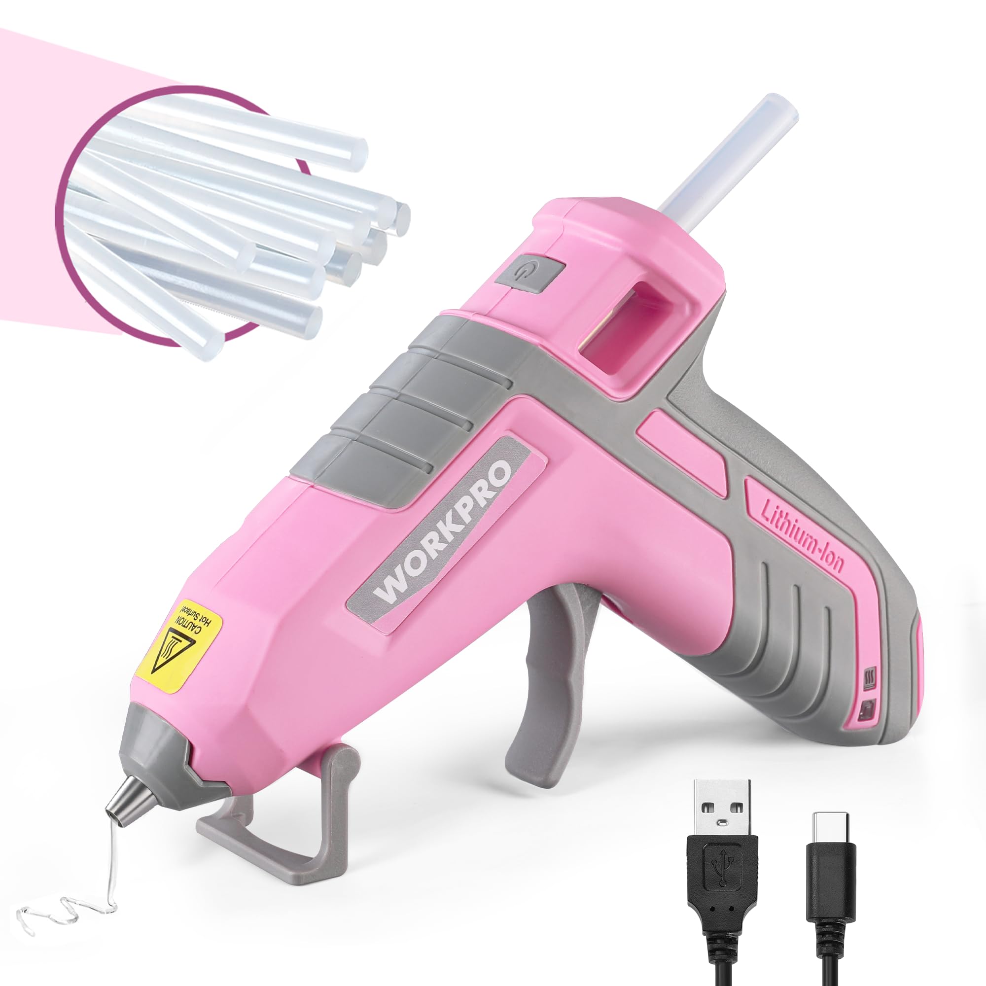 Photo 1 of WORKPRO 3.6V Cordless Hot Glue Gun (Upgrade), Fast Preheating, Smart Power-Off, USB-C Rechargeable Glue Gun, Less-drip Hot Glue Gun Kit with 20 Pcs Premium Mini Glue Sticks for DIY, Crafting and Arts