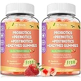(2 Packs) Totaria Sugar Free 5-in-1 Probiotic Prebiotic Postbiotic Gummy, Probiotics for Women Men with Digestive Enzymes, Peppermint, Complete Immune, Gut & Digestive Support, Vegan Strawberry Flavor