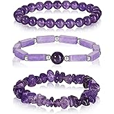 3Pcs Natural Stone Bracelets for Women 8mm Crystal Beaded Bracelets Handmade Stretch Bracelet Healing Crystal Jewelry for Women