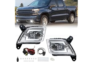 BOXLIGHT LED Fog Light Compatible With 2019-2023 Chevy Silverado 1500 2020-2023 Chevy Silverado 2500HD Silverado 3500HD Front Bumper Driving Fog Lamp with Switch & Wiring Kit (Clear Lens)