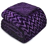 Whale Flotilla Faux Fur Sherpa Throw Blanket for Couch Sofa, Cozy Reversible Fuzzy Fluffy Plush Throws for All Season, Warm and Soft, 50x60 Inch, Purple
