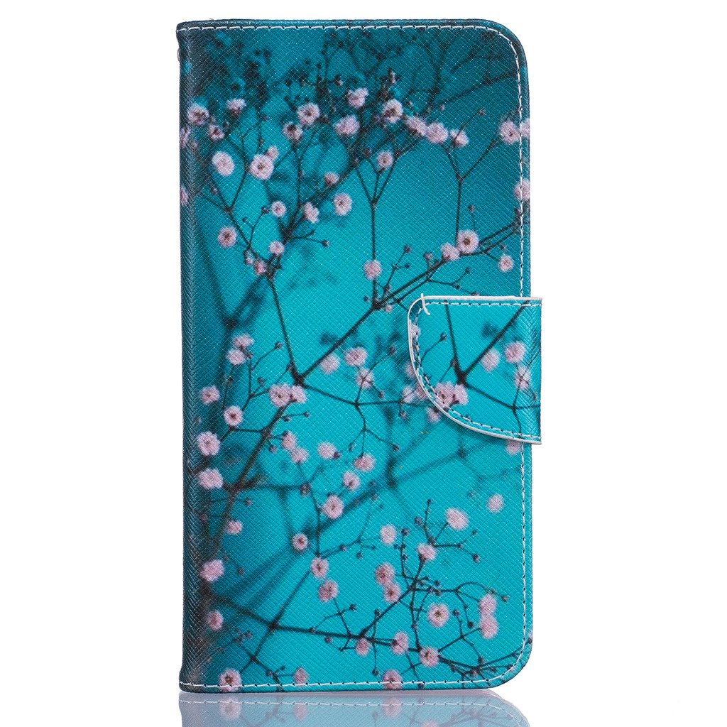 iPhone 7 8 Case [with Screen Protector],Mo-Beauty PU Leather Full Body Colorful Pattern Design Flip PU Leather Wallet Card Slot Stand Case Cover For iPhone 7/8 4.7 Inches (Plum Blossom)
