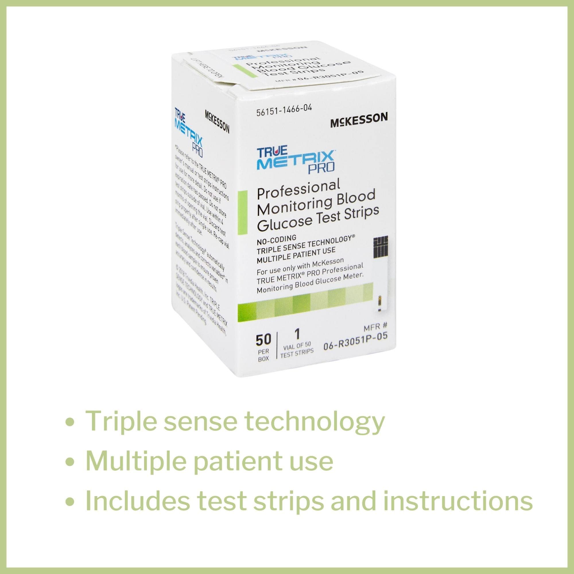 McKesson True METRIX Blood Glucose Test Strips for Diabetes [50 Strips] Professional Monitoring System, Multiple Patient Use