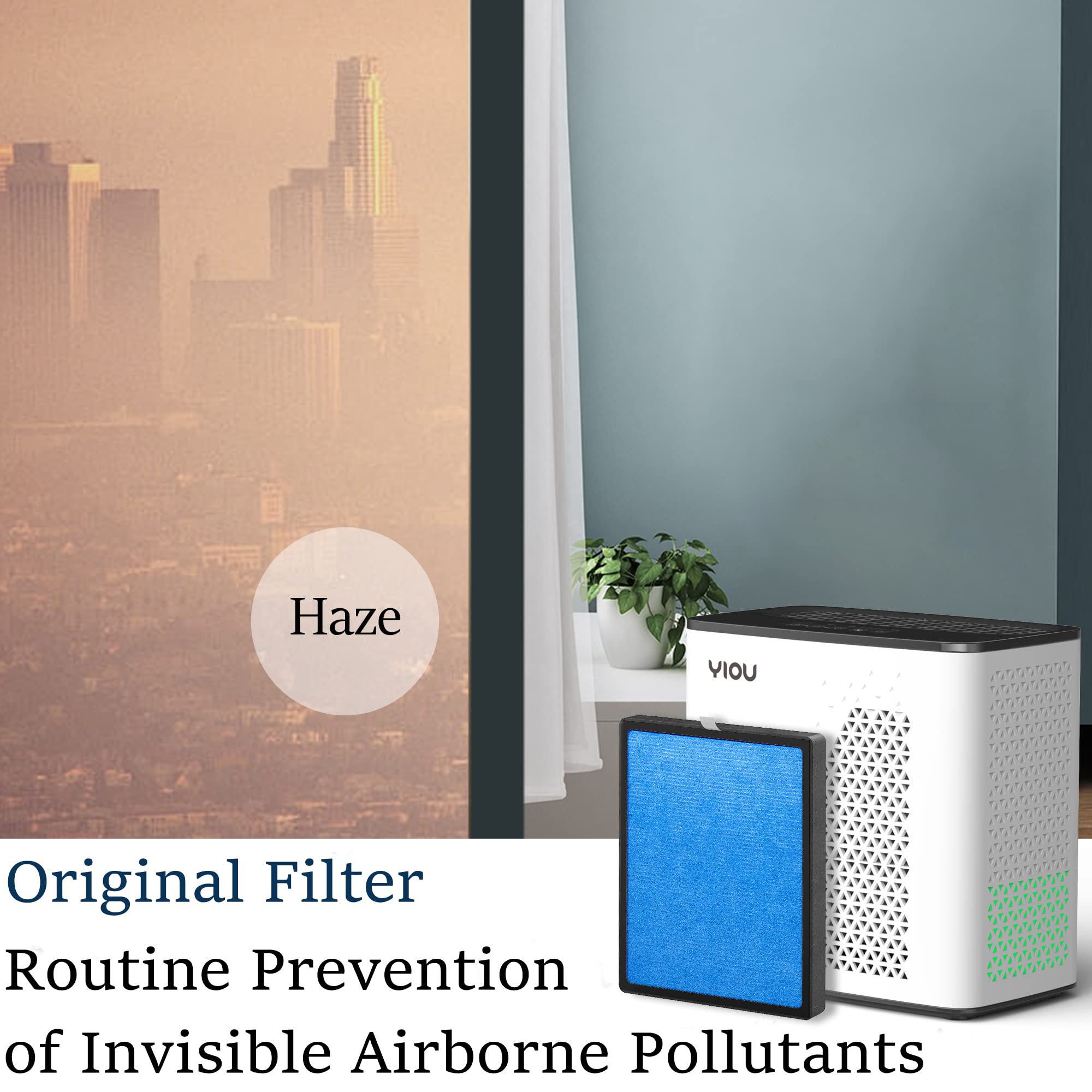 YIOU Air Purifiers for Home Large Room up to 547 ft², H13 True HEPA Air Filter 20dB Air Cleaner Odor Eliminator for Allergies Smoke Dust Pollen, Black