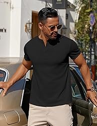 COOFANDY Tee Shirts Cotton Mens Shirts Henley
