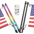 Niwaker 2Pcs 2FT Whip Light Kits with RF Remote Control Smoked Black LED Whip Lights RGB Dancing/Chasing Light Antenna LED Whips for ATV UTV RZR Off Road Truck Polaris Can Am Dune 4x4 Boat