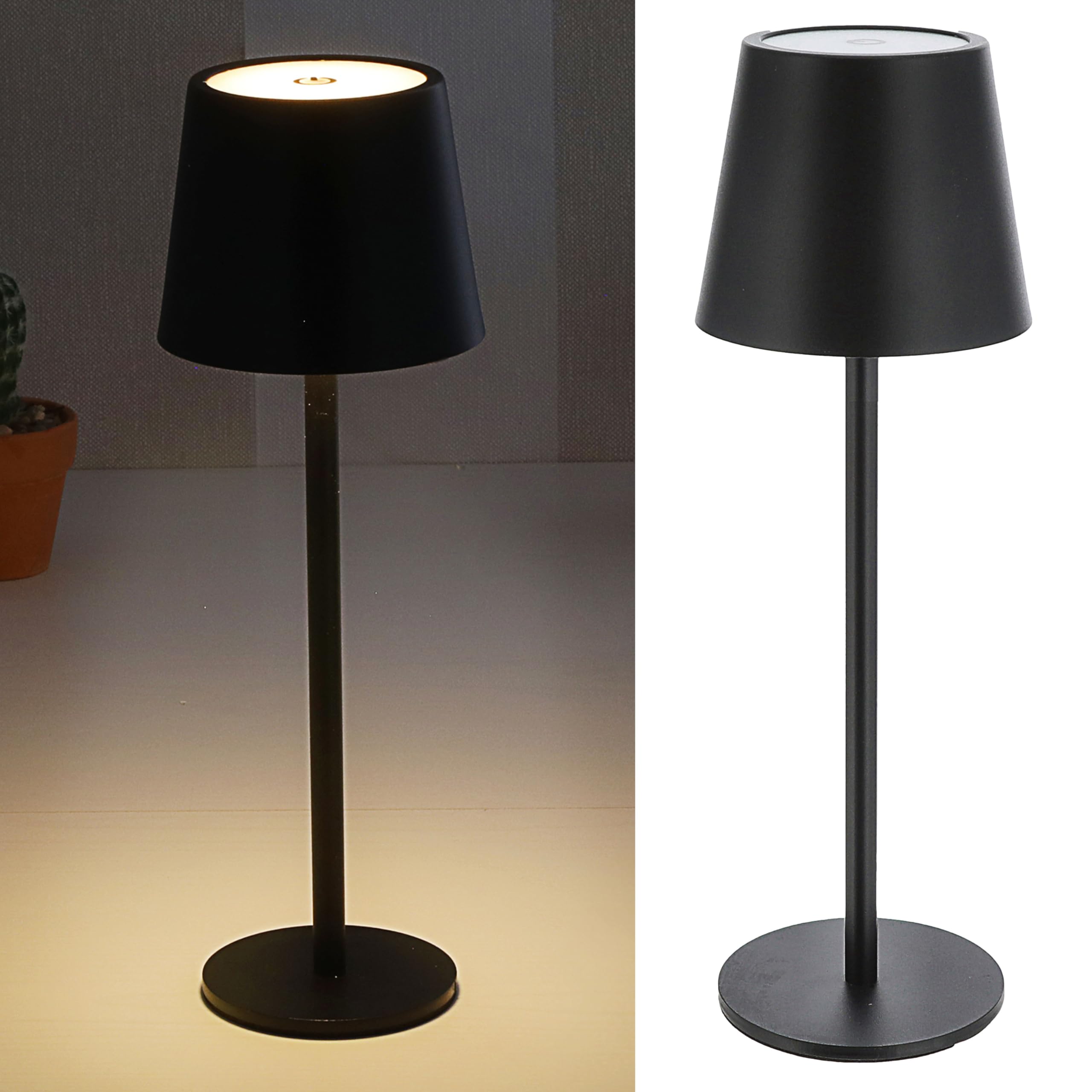Cepewa Table Lamp Touch Function Fully Dimmable 3 White Tones 9 x 26 cm Black 45 Lumen 48 LEDs USB Charging Cable