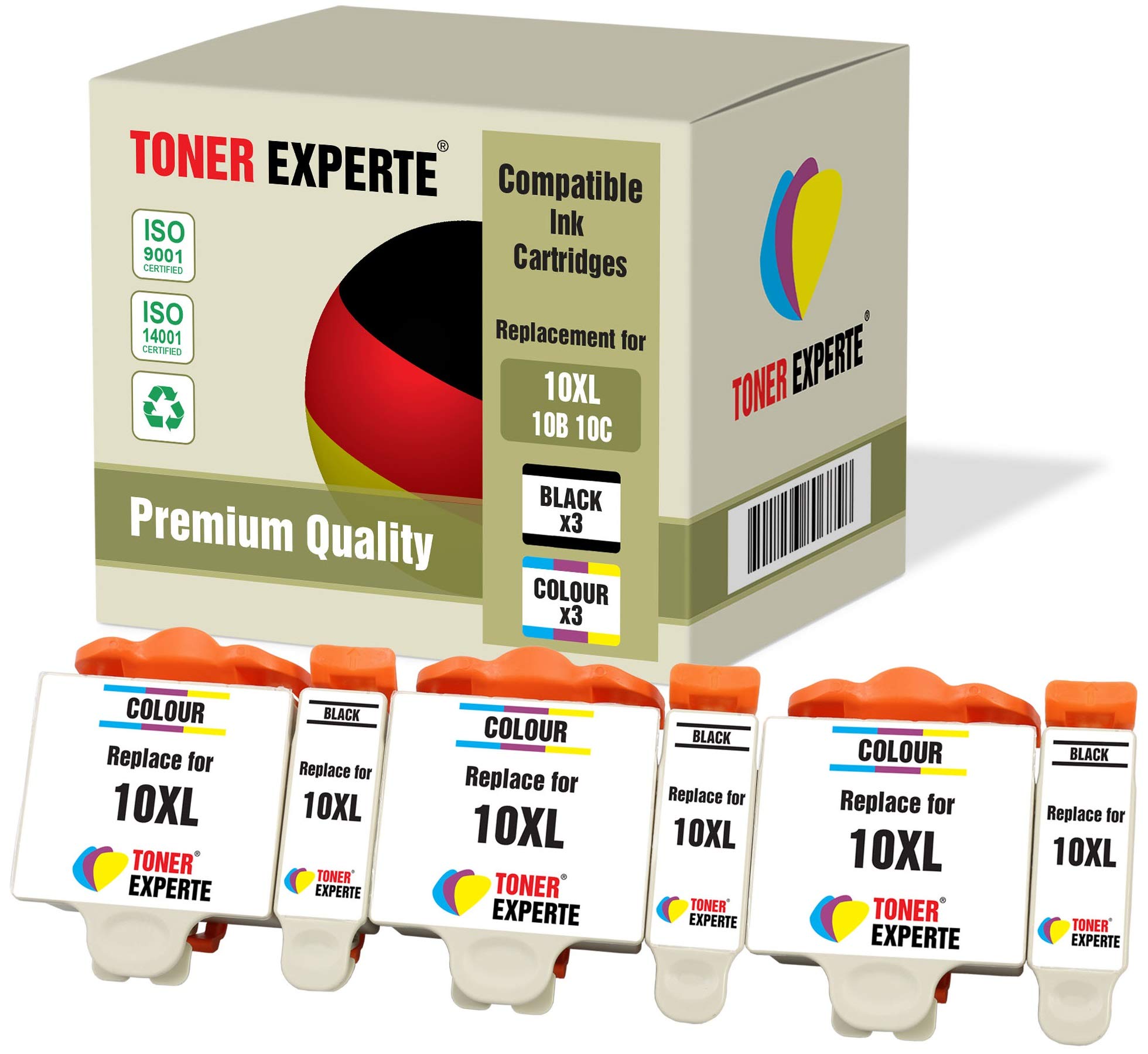 TONER EXPERTE 6 XL Compatible Kodak 10XL (10B 10C) Premium Ink Cartridges for Kodak ESP 3 5 7 9 3250 5210 5250 6150 7250 9250 Hero 6.1 7.1 9.1 EasyShare 5000 5100 5200 5300 5500 (3 Black, 3 Colour)