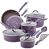Rachael Ray Cucina Nonstick Cookware Pots and Pans Set, 12 Piece, Lavender Purple