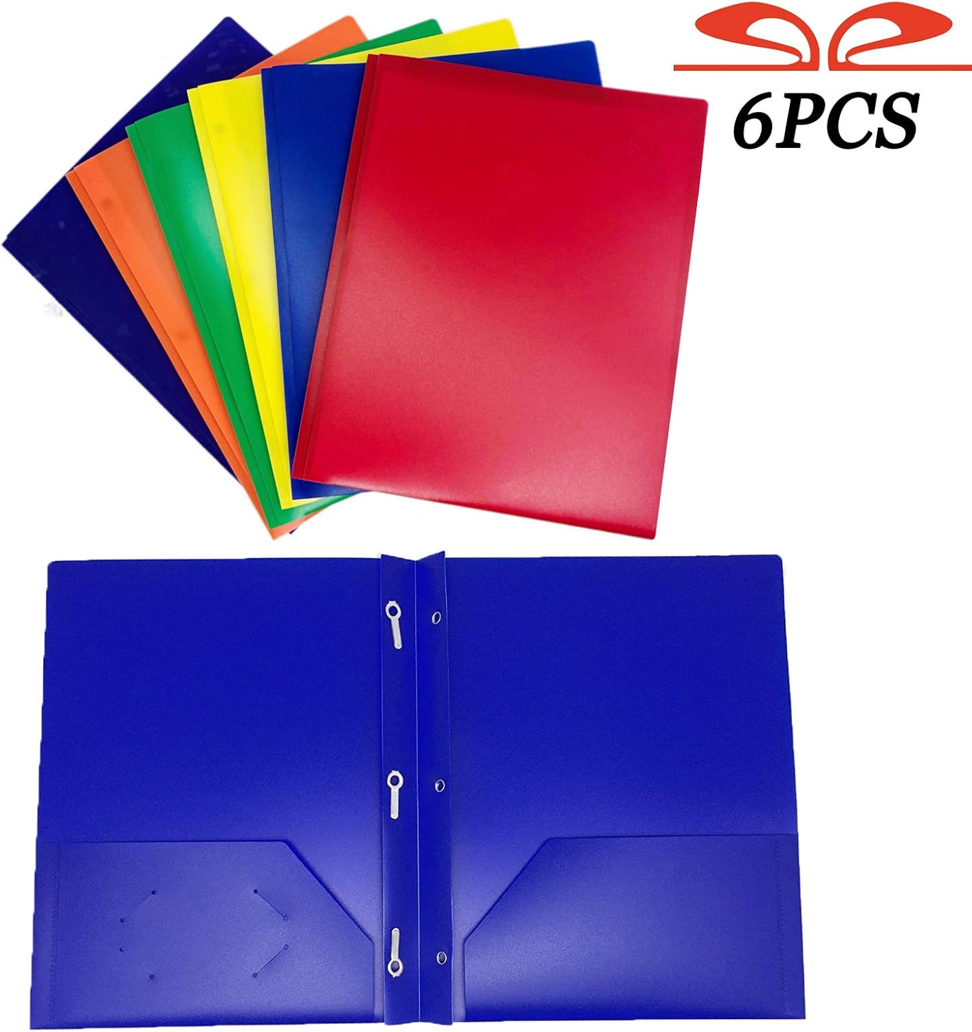 GIFTEXPRESS Pack of 6, Assorted Solid Color 3Prong Poly