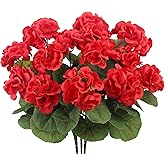 CITYES 3 Pcs Artificial Geraniums Flowers Silk Geraniums for Outdoors UV Resistant Red Fake Geranium Bush Faux Flowers Plant for Planter Garden Home Decor Indoor Patio Vase Table Centerpiece