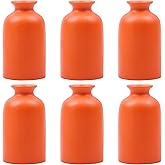 Orange Bud Vases Set of 6 - Mini Orange Ceramic Vases for Flowers, Modern Bud Vase for Table Decor, Boho Small Vase for Home Decor, Centerpieces in Bulk for Wedding, Home, Table, Party Decor
