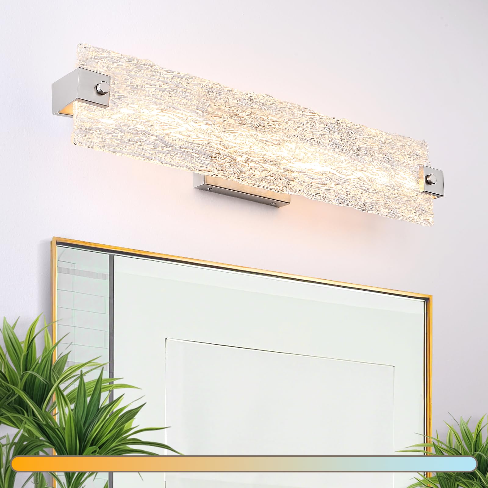 Photo 1 of Osimir Brushed Nickel LED Bathroom Vanity Light, 24.4 Inch 15W Modern Dimmable Bathroom Light Fixture Over Mirror, Crystal Bar Wall Sconce Lighting for Bath, 3CCT, OS-MM5001-3BN