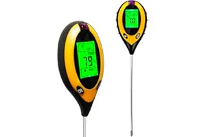 IRISFLY 4-in-1 Soil Moisture Meter, Digital Plant Temperature, Light, Soil Moisture, PH Meter and Backlight LCD Display - Soil Test Kit for Gardening, Farming, Lawn and Outdoor Plants