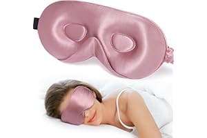 LitBear 100% 22 Momme Mulberry Silk Sleep Mask - 3D Contoured Eye Mask for Men Women, Soft Breathable Sleeping Mask with Adjustable Strap, Perfect Blocks Light for Sleeping (Bean Pink)