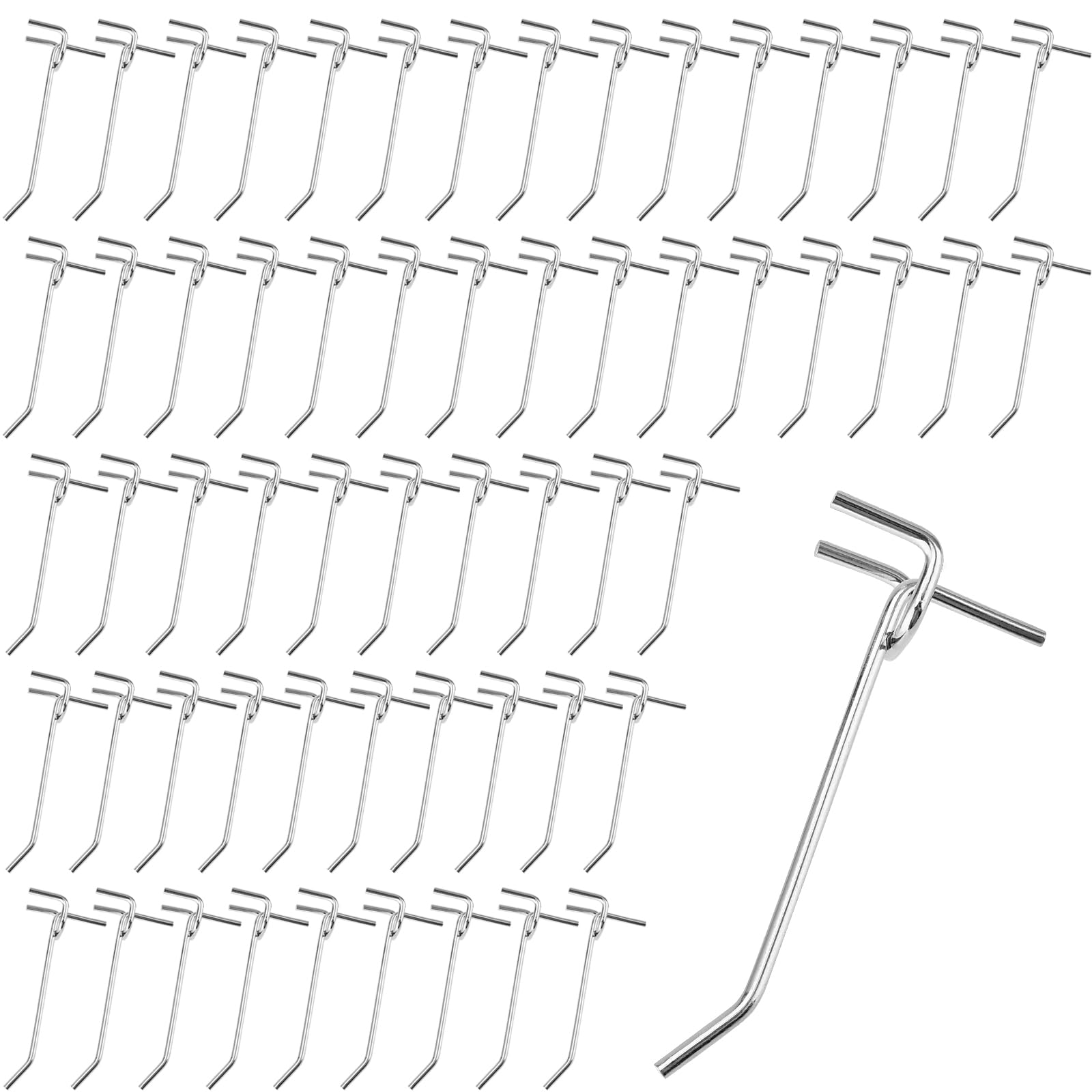 LEXININ 60 PCS 10cm/4 inch Pegboard Hooks, 25mm/1 Inch Hole Metal Pegboard Accessories, Single Panel Display Hooks for Retail Store Supermarket Garage