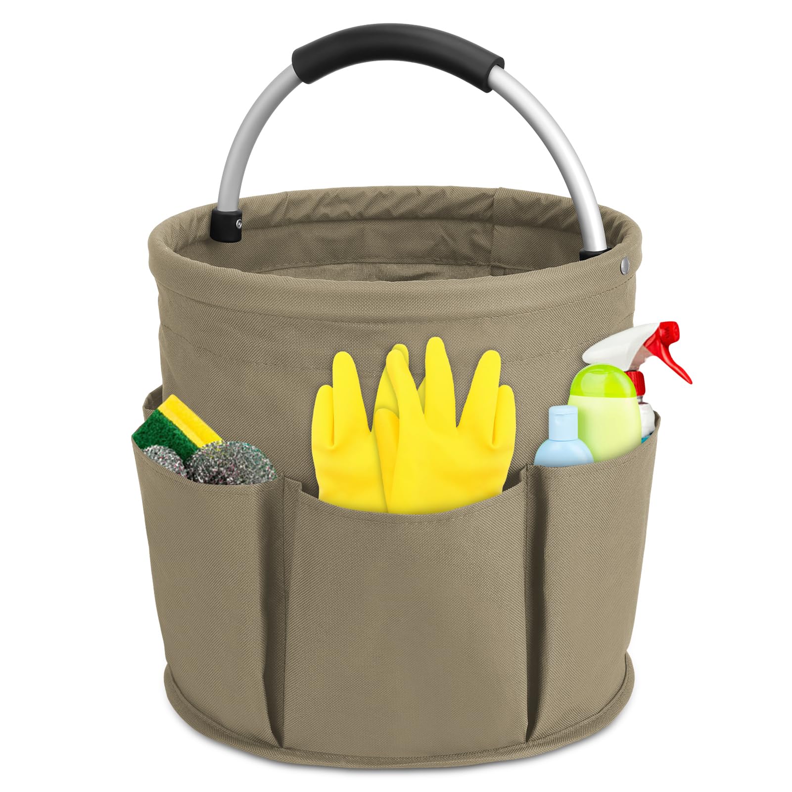 Partideal Tool Bag with Handle, 17 liters Bucket Tool Organizer Bag, Collapsible Garden Small Tools Bag, Portable Multi Cleaning Organiser Caddy, Multi Pocket Craft Caddy Universal