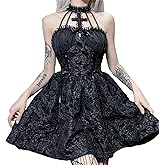 Yyxclotic Women Gothic Sleeveless Dress Elegant Vintage A Line Backless Dresses Fashion Cosplay Party