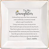 SUNBMO Gifts for Daughter Ring Trinket Dish from Mother, Daughter Adult Gift for Graduation, Birthday, Christmas, Wedding, Valentine's Day, To My Daughter Ceramic Jewelry Trinket Dish