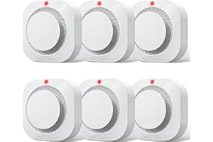 Hilmon Smoke Alarm Fire Detector,Battery Operated Photoelectric Smoke Detector with Test Button and Low Battery Warning, Fire Alarms Smoke Detectors for Home, 6 Pack