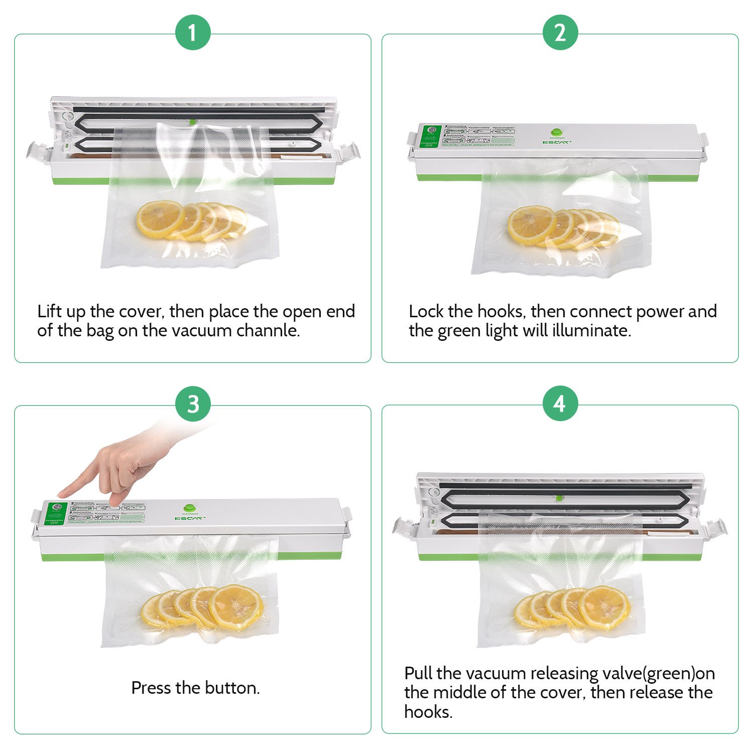 KSCAT Mini Vacuum Sealer, Automatical Vacuum Sealer Best Food Saver and Storage, Including 15 Pcs Vacuum Bags for free, with 2 Vacuum Sealer Rolls