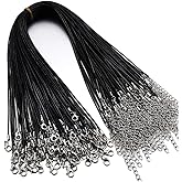 60Pcs Waxed Necklace Cord Bulk for Jewelry Making,Necklace Rope String with Clasp for DIY Bracelet Pendant,Black(18 Inches and Thickness 1.5mm), PS-Black
