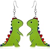 QzxEqz Acrylic Dinosaur Dangle Earrings Candy Cartoon Dinosaur Funny Animal Drop Earrings Gifts for Women