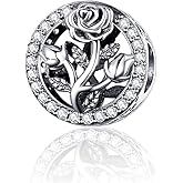 Yellow Enamel Sunflower Charms Sterling Silver Bracelets for Women Necklace for Her Charms Jewelry Making (Rose Charms)