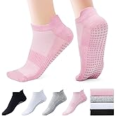 Dersoud Pilates Socks Grip for Women Non-Slip Grippy Yoga Socks Ankle for Barre, Ballet, Barefoot Training & Hospital Use