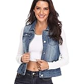 MISS MOLY Women's Denim Distressed Classic Vest Cotton