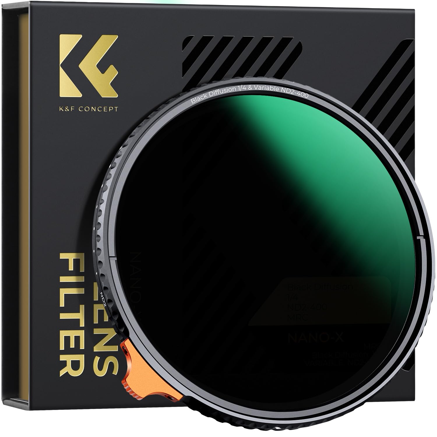 Photo 1 of K&F CONCEPT 72mm Black Diffusion Mist 1/4 Effect & Variable ND2-400 (1-9 Stops) ND Lens Filter 2 in 1, Putter Adjust Multi-Function Filter for Camera Lens with 28 Multi-Coated (Nano-X Series)