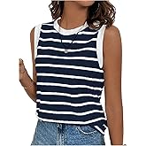SweatyRocks Women's Striped Tank Tops Crewneck Sleeveless Tank Casual Summer Shirts for Women