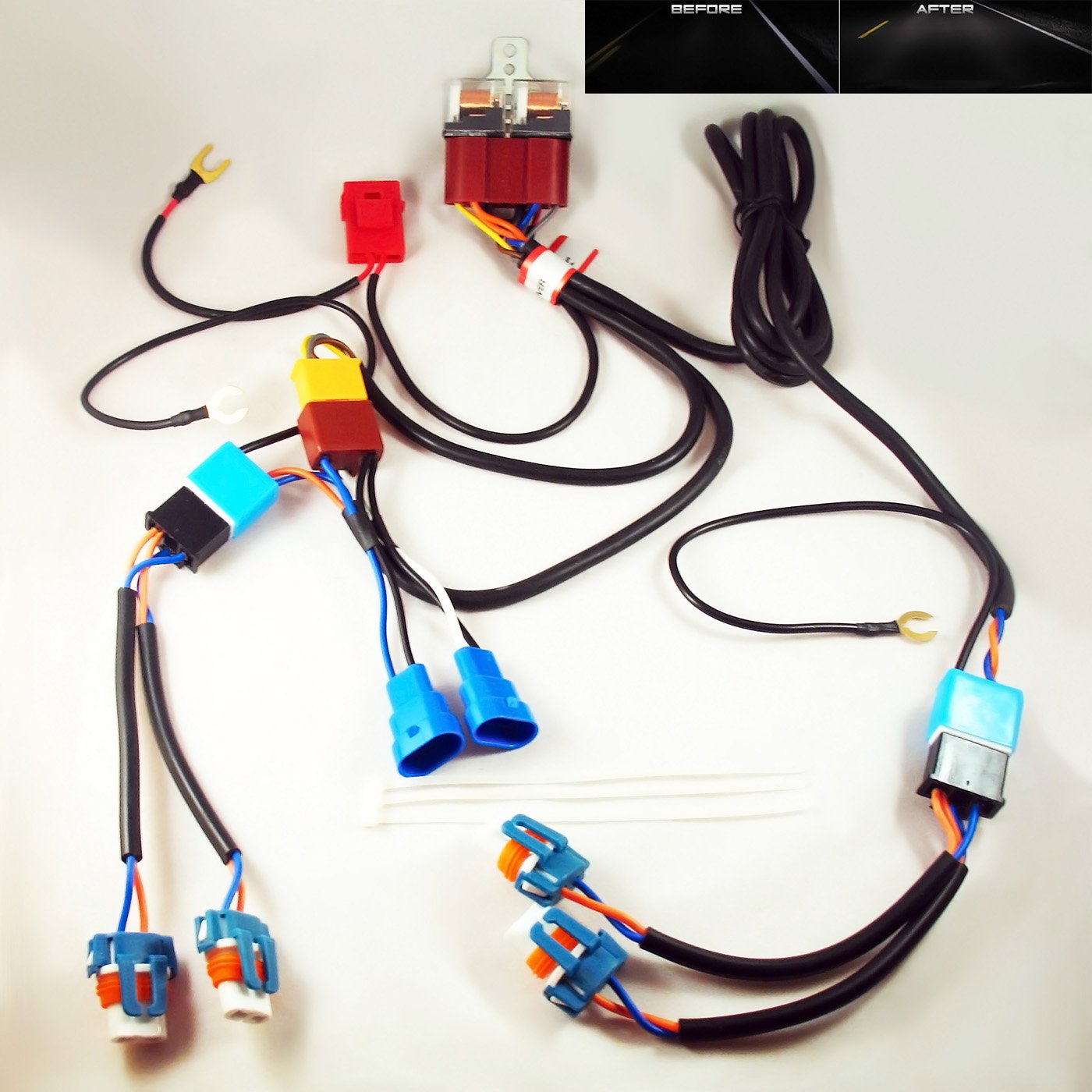 Amazon.com: 9006 9005 to H4 Conversion SLIMLINE Ceramic Relay Wiring Harness  100w Headlight Foglight Bulb Booster AutoTechSalon JDM EDM 12v PlugNPlay:  ...