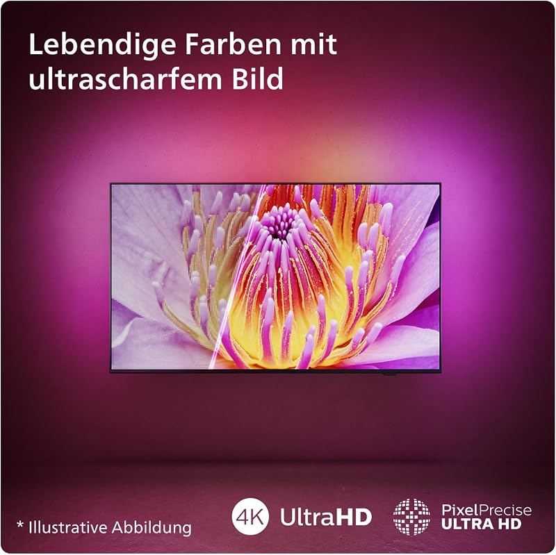 Ambilight 55PUS8109 4K LED Smart TV - 55-Zoll Display mit Pixel-präziser Ultra HD, Titan OS Plattform und Dolby Atmos, Funktioniert mit Alexa und Google Sprachassistent - Satiniertes Chrom
