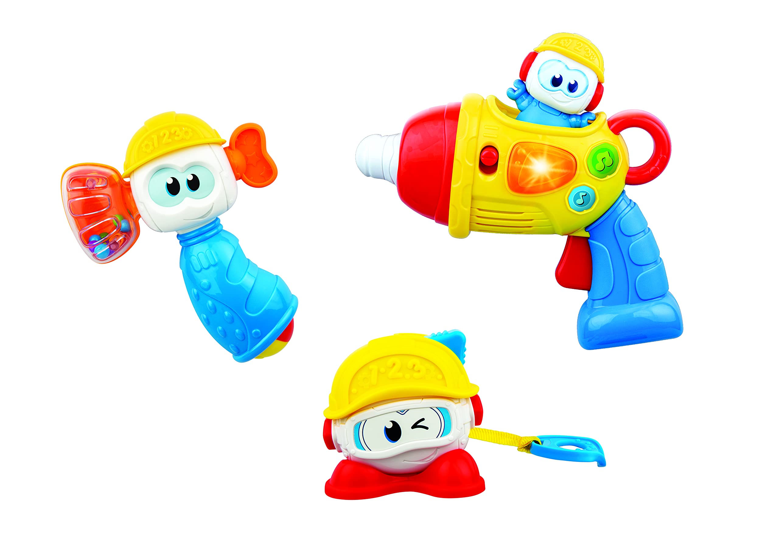 winfun Little Builder Tool Set |Interactive Tape Measure, Hammer And Drill With Lights And Sound Effects | Suitable For Boys And Girls Ages 6 Months And Up, Multicolor, 003029