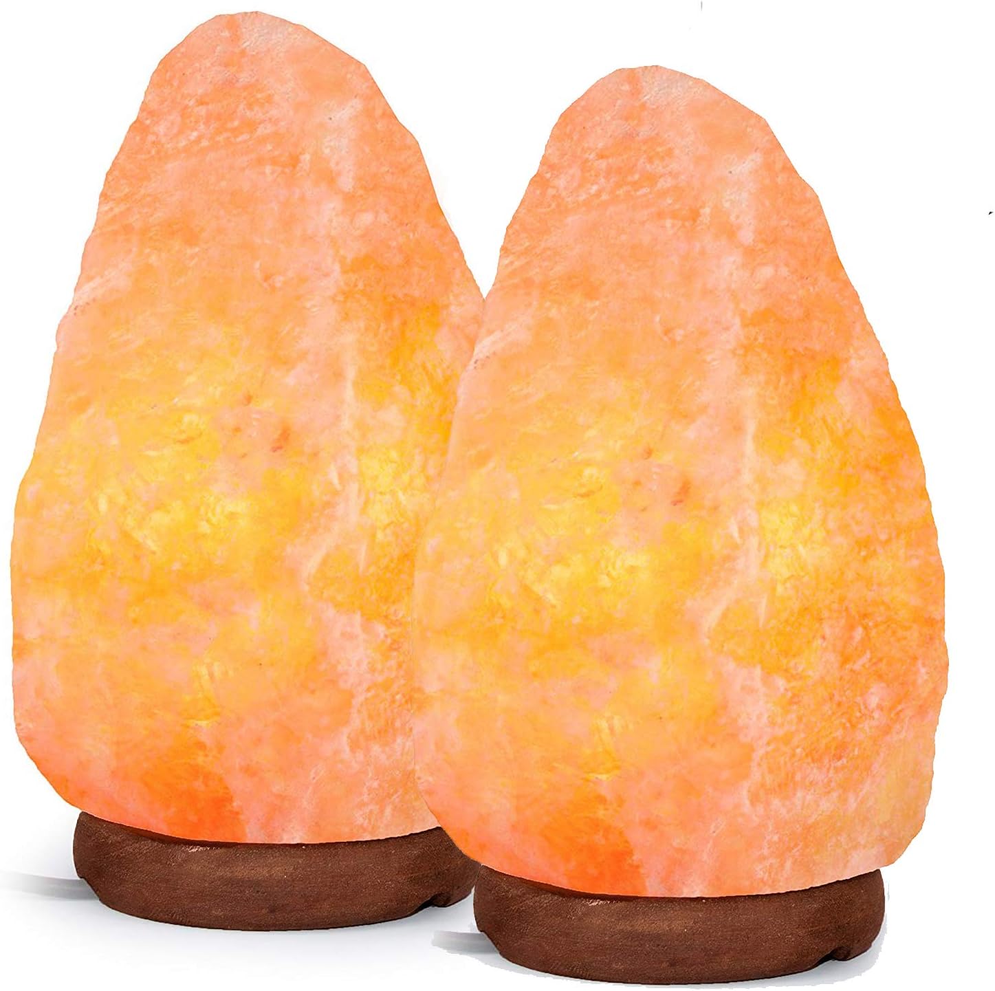 (Pack of 2) 5-7 Himalayan Crystal Rock Salt Lamp- Hand Carved Natural from Foothills of The Himalayas Gift Accessory with Button Cable & CE Certified Plug for Christmas & Birthday Party