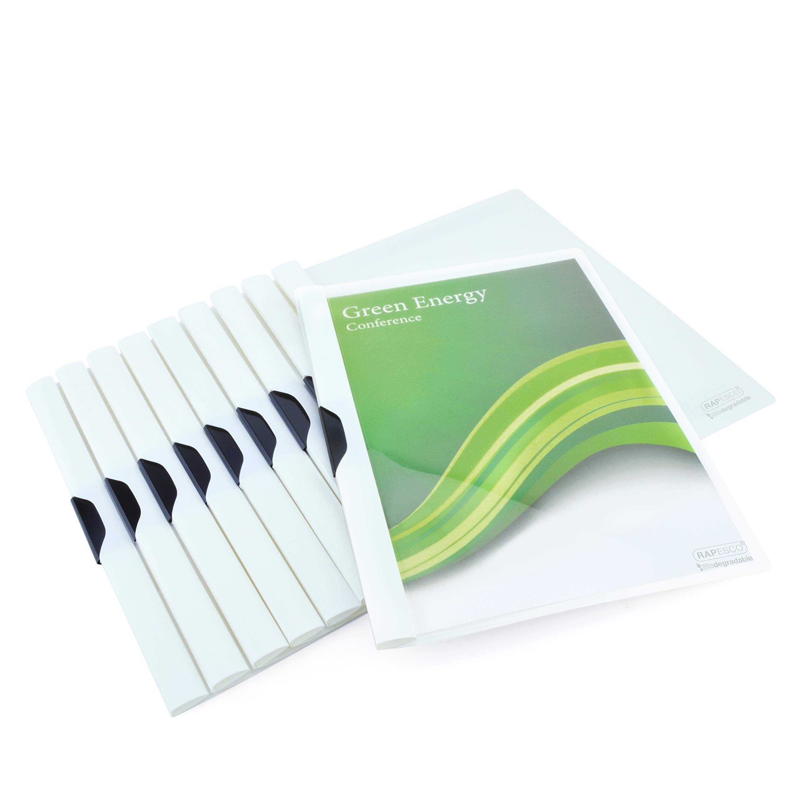 Rapesco 1594 ECO Clip Report Folder, A4, White, Pack of 10