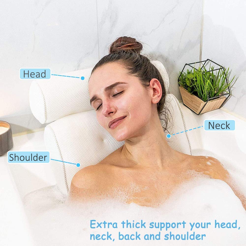 Idle Hippo Bath Pillow Bathtub Spa Pillow with 6 Upgraded Non-Slip Suction Cups, Extra Thick Bathtub Cushion for Head, Neck, Back and Shoulder Support, Fits Jacuzzi & Hot Tubs: Home Improvement