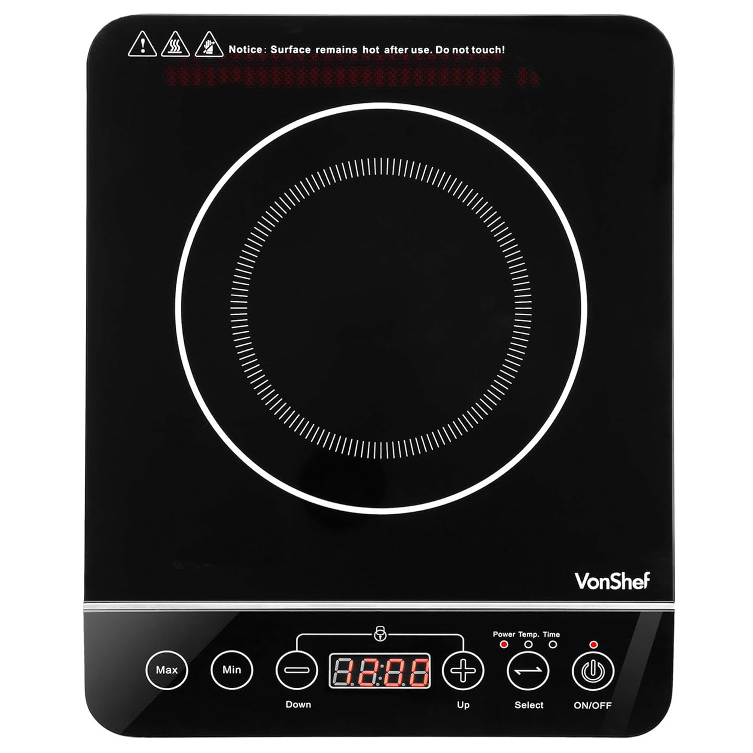 VonShef Portable Digital Electric Induction Countertop Cooktop Burner Hob - Black