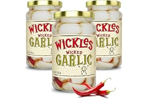 Wickles Pickles Wicked Garlic (3 Pack) - Spicy Pickled Garlic Cloves - Slightly Tangy, Definitely Spicy, Wickedly Delicious (12 oz Each)