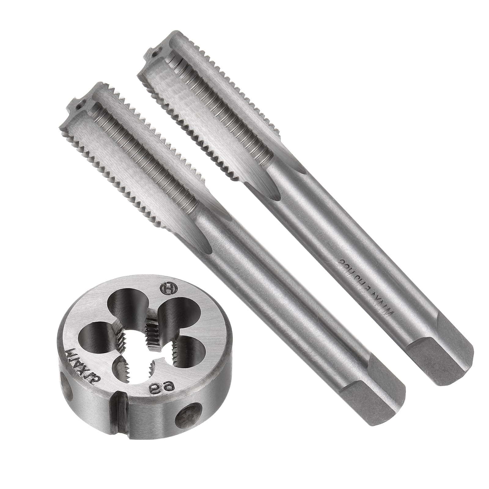 MACHSWON 3pcs Metric Hand Tap and Die Set,M14x1.5mm Taper/Plug Thread Taps & Round Die,Hand Threading Tapping Tool Kit for Thread Repair