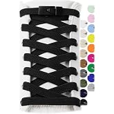 Stepace 2 Pairs Elastic Shoe Laces for Sneakers No Tie Shoelaces for Adults | Easy slip-on fit, one size fits all, strong 5/16" wide stretch laces, secure metal buckle hold, 24 colors, for kids &amp; adults