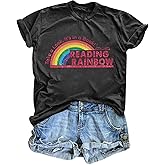 Women Reading Rainbow Shirts Take a Look It's in a Book Shirt Funny Book Lover Gift Shirt Teachers Tee Tops