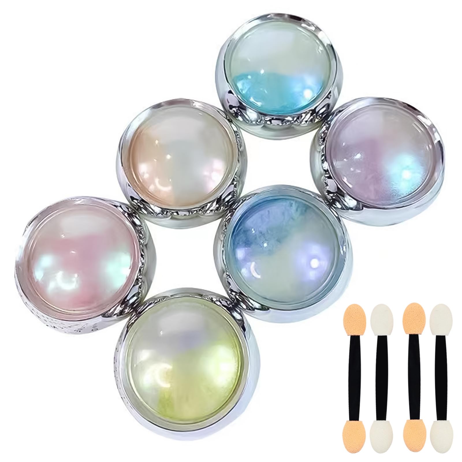 6pcs Nail Chrome Powders Set,Pearl Chrome Nail Powder Nail Glitter Dust for Gel Polish Exquisite Mirror Finish Surface Crome Powder for Nails and Brushes Suitable for Nail Salons and Home Diy