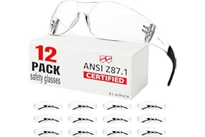 Hoqiwild Safety Glasses Men Women 12 pack, Z87 Safety Glasses with Scratch&Impact-Resistant lens, clear safety glasses with Ansi Z87.1 certification for construction, lab, lawnwork,workshop