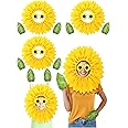Mepase Sunflower Costume for Adult Yellow Flower Costumes Women Sunflower Headgear Glasses Leaf Glove Performance Props