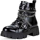 Jeossy Women's 9620 Chelsea Combat Boots, Platform Ankle Boots Chunky Heel, Fashion Lug Sole Slip on Booties with Elastic Band