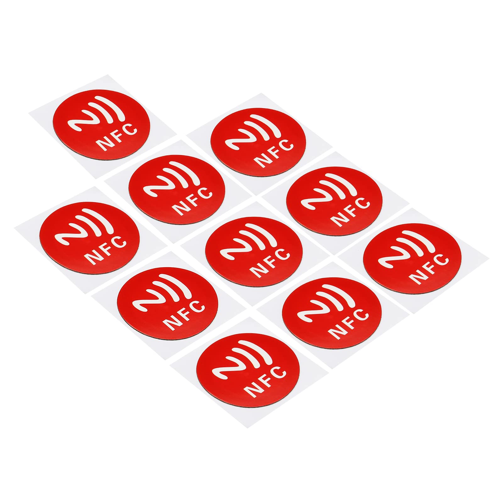 PATIKIL NFC Stickers, 20 Pack NTAG213 Tag Sticker 144 Bytes Memory Fully Programmable Blank Round 30mm/1.2" Dia NFC Tags for Phone, NFC-Enabled Device, Red