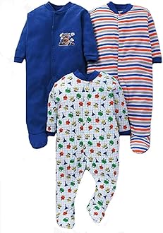 EIO100% Cotton Baby Rompers Sleepsuits Jumpsuits Night Suits for Newborn Baby Boys & Girls | Soft Infant Bodysuit | Pack of 3 Kids Rompers