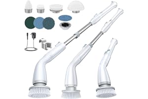 LABIGO Electric Spin Scrubber, Cordless Cleaning Brush Scrubber with 7 Replaceable Brush Heads and Adjustable Extension Handle, IPX7 Waterproof Power Cleaning Brush for Bathroom Tub Floor Tile Shower